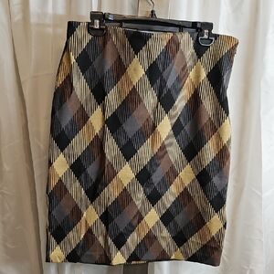 Premise Geometric  Ponte Knit Pencil Skirt - Black, Brown, Cream Sz 14